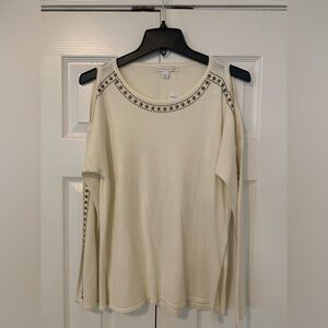 Westport Cream Knit Top with Antiqued Stud Trim